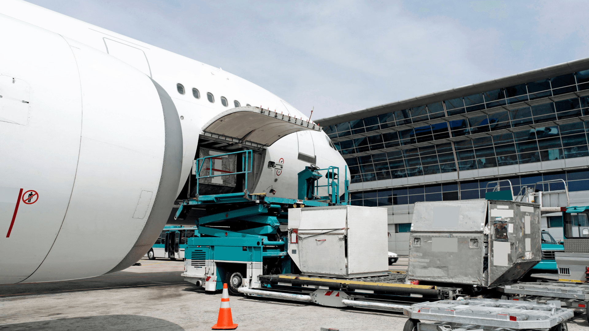 Air cargo being loaded onto a freight aircraft in Pakistan