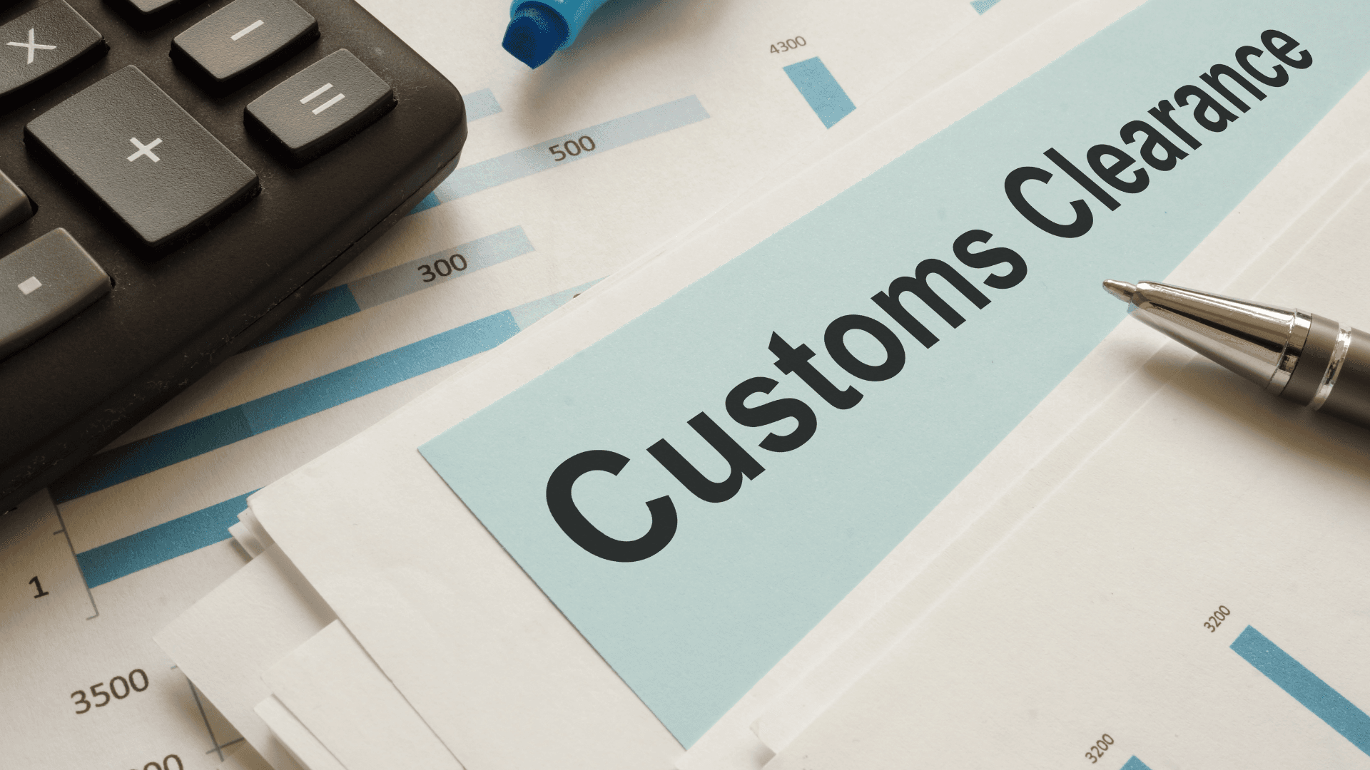 Customs clearance documents being prepared by a licensed broker